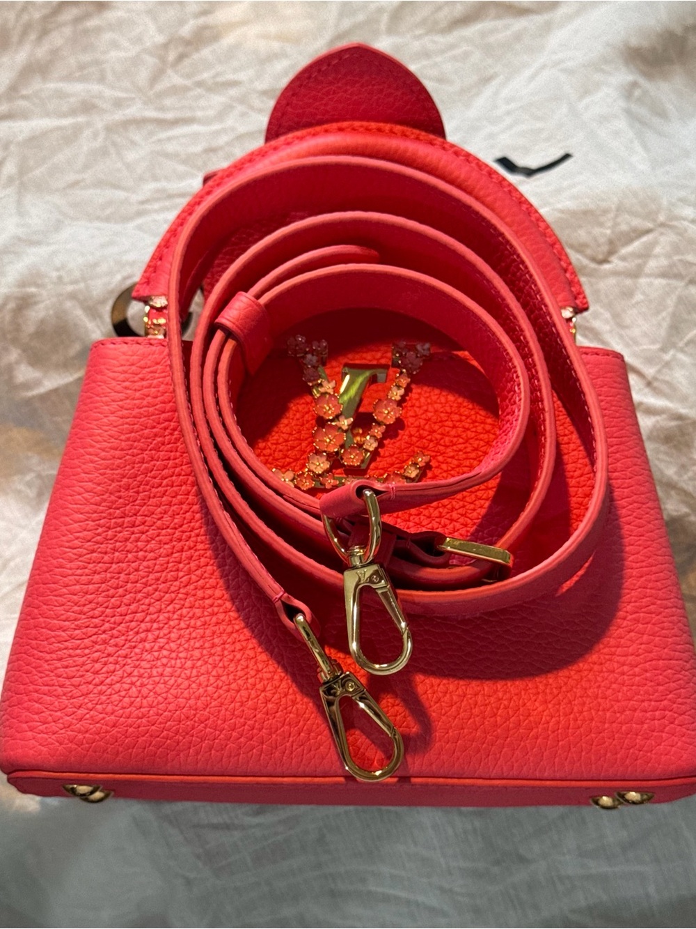 Louis Vuitton Pink Taurillon Mini Top Handle Bag with Crystal LV Logo - Picture 5 of 15